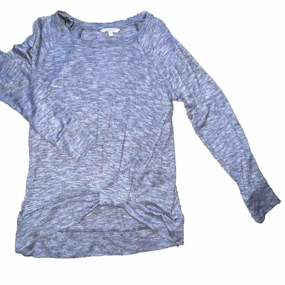 Juicy Couture Sweater Women’s Size XL Blue Heathered Long Sleeve Twist Front EUC